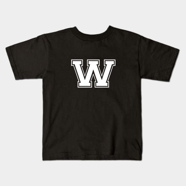 Initial Letter W - Varsity Style Design Kids T-Shirt by Hotshots